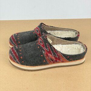 Merrell Juno Wool Mules Clogs Womens 7 Gray Red Slip On Wool Lined Footbed